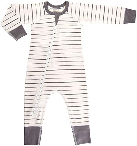 Sapling Organic Zip Romper Charcoal French Stripe 1yr