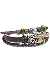 Dragonfly Leather Zen Bracelet, Fits 6 to 9 Inches in Gift Box