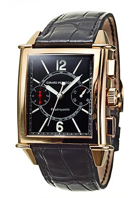 Girard-Perregaux Foudroyante Limited Edition Large Mens' Automatic Chronograph Rattrapante Watch 18K Rose Gold Black Dial 90210-52-651-BA6A
