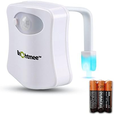 BrightmeeTM 8 Colors Motion Activated Toilet Night light Fit Any Toilet -For Midnight Convenience and Children Funny Potty(Included 3 AAA Duracell Batteries)