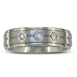 Mens Classic Diamond Titanium Wedding Ring in Sizes 4 to 13