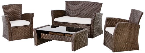 BREMA 150287 Geflechtset Meran mit Sitzkissen, Stahlgestell, Kunststoffgeflecht, 7-teilige Preisvergleich