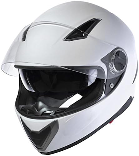 DOT Approved Motorcycle Helmet Full Face Flat Matte White Dual Smoke Visor EVOS Sport Street Bike Cruiser Scooter Snowmobile ATV Helmet - Medium