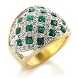 Two Tone Plated Brass Ring with Emerald Colored Swarovski Crystals