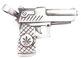 Magic Leaf Pistol Gun Pewter Pendant Necklace