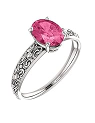 Platinum 8.00x6.00mm Oval Cut Pink Tourmaline Ring -- LIFETIME WARRANTY