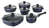 Produkt-Bild: Karcher 112570 Kochtopf Set - Hochwertiges 12-teiliges Aluguss Kochtopf Set mit Rechteckpfanne - Akzo Nobel Marrlite Antihaftbeschichtung blau