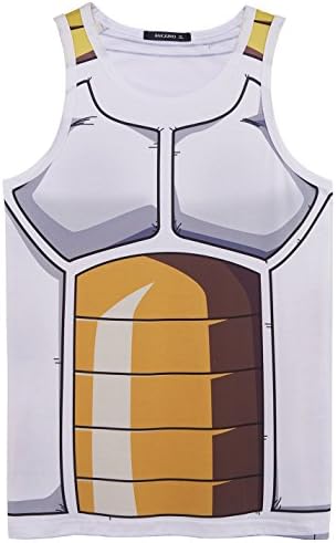 Yoyomanworld Men's Goku Vegeta Tank Top Saiyan Cosplay Costume (XXL, Gold)