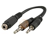 Premium (6 inch / 15cm) 3.5mm Stereo 2 Plug to Jack Cable (M/F) for Xbox 360