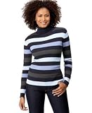 Karen Scott Petite Striped Ribbed Turtleneck Sweater