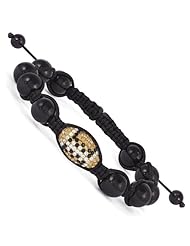 Swarovski Elements New Orleans Spirit Football & Onyx Macrame Bracelet