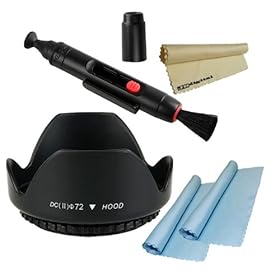 Professional 72mm Tulip Flower Lens Hood for Camera Lens with 72mm Filter Thread + Lens Cleaning Pen System + 3 JB Microfiber Cleaning Lens Cloths