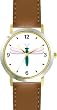 Teal Body & White Winged Dragonfly or Dragon Fly - JP - WATCHBUDDY&reg; DELUXE TWO-TONE THEME WATCH - Arabic Numbers - Brown Leather Strap-Size-Children's Size-Small ( Boy's Size & Girl's Size )