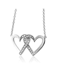 Sterling Silver Two Hearts Diamond Pendant Necklace (HI, I, 0.13 carat)