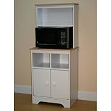 Microwave Stand with Microwave Insert Color - White Base/Pine Top