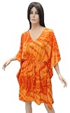 Lovely Orange Self Printed Plus Size Kaftan Caftan Beach Cover up Tunic VALENTINE'S DAY GIFT