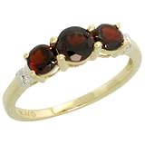 10k Gold Three-Stone Ring, w  Brilliant Cut Diamonds and Brilliant Cut Garnet Stones, 3 16 (5mm)...