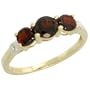 10k Gold Three-Stone Ring, w/ Brilliant Cut Diamonds & Brilliant Cut Garnet Stones, 3/16 in. (5mm) wide, Size 7.5