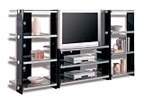 Black Finish Entertainment Center with Glass Shelves