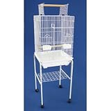 Open Top Small Parrot Cage w Stand (White)