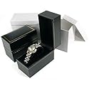 2 Black Leather Bracelet Watch Boxes Gift Displays