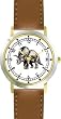 Triceratops Dinosaur Animal - WATCHBUDDY® DELUXE TWO-TONE THEME WATCH - Arabic Numbers - Brown Leather Strap-Size-Large ( Men's Size or Jumbo Women's Size )