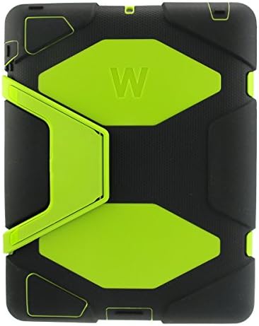 Winpartner iPad 4 / iPad 3 / iPad 2 Military Case Cover - Silicone Soft Rubber Gel 3 in 1 Bumper with Stand and Screen Cover, Corner Protection Full Body Sealed Protective Heavy Duty Tough Armor for Apple iPad 4/3/2 Kids Proof Drop Proof Shockproof Dustproof (Black/green)
