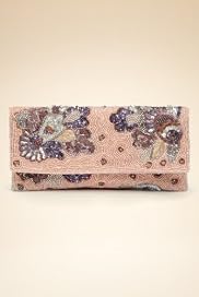 Sequin & Bead Embellished Marchesa Floral Clutch Bag [T83-0475C-S]