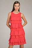 Juicy Couture Red Velvet Chiffon Ruffle Tier Dress