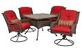 Bella Vista Patio Dining Set (5 Piece, Wicker, Red, Glass Top) by La-Z-Boy Outdoor