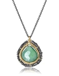 Dana Kellin Green Onyx Gold-Filled Necklace with Contrast DS Edge Pendant Necklace