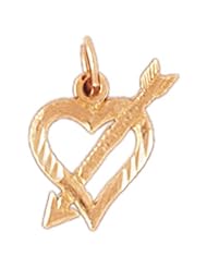 Dazzlers Solid 14k Gold Heart Cupid Arrow Charm Pendant Available in three colors from jewelsberry (weights: 0.6 grams only)