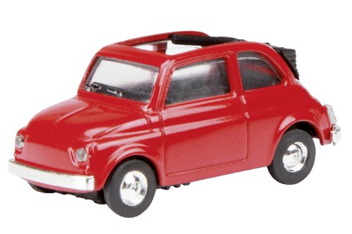 Dickie-Schuco 452585300 - Schuco - Fiat 500, rot 1:87 mit ge&ouml;ffnetem Dach, Vitrine mit Touchbox, Kennzeichen: F&Uuml; - SC 174