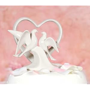 Porcelain Heart with Doves Cake Topper Figurine