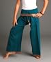 Unisex Yoga Wrap Pants with Sari Border in Turquoise