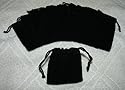 (10) Medium Velvet Black Pouches With Drawstrings