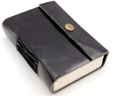 Lokalart Leather Mini Diary Best Gift For Him 4.2 X 3.2 Inches Pocket-size Journal Hand Sewn (Black)