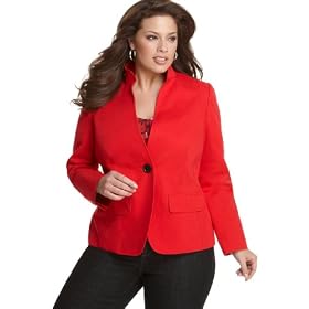 Buy AK Anne Klein Plus Size Jacket, Stand Collar One Button by Anne Klein New York