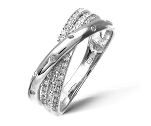 Bague - PR10178W-L - Femme - Or Blanc 375/1000 (9 Cts) 2.5 Gr - Diamant - T 52