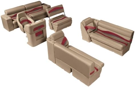 Wise Premier Pontoon Traditional Full Boat Seat Group (Mocha Java/Mocha Java Punch/Cuddy Dark Red)