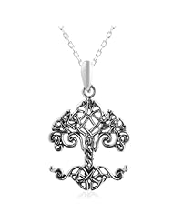 Chuvora 925 Sterling Celtic Tree of Life Pedant Necklace 29mm (1.14), 925 Rolo chain, 18"