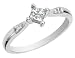 Diamond Engagement Ring: 14K White Gold 1/4 Carat (ctw) Princess Cut and Baguette Diamonds