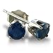 4mm Round Sapphire Stud Earrings crafted in Sterling Silver .60ct tgw