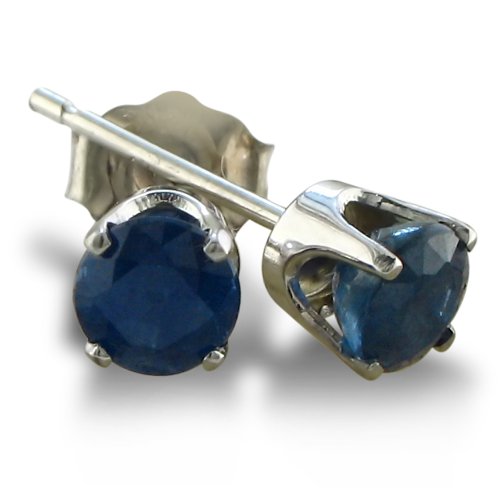Deal 1/2ct Round Sapphire Stud Earrings crafted in Sterling Silver (4mm) Reviews