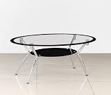 New Oval Black & Clear Glass Coffee Table with Chrome Legs 41ciuyPiCvL. SL160