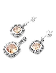 Sterling Silver Set With Marcasite - Rhodium