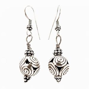 Decorative Spiral Ball Earrings in Sterling Silver on a Sterling Silver Earwire, #7470