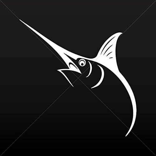 Stickers Decal Marlin Fishing Decoration Bike Motorbike Bicycle Vehicl White (5 X 5 In)