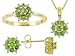 1.40CTW EMERALD WITH DIAMOND ACCENT 18KT OVER STERLING SILVER EARRINGS RING AND PENDANT CHAIN SET