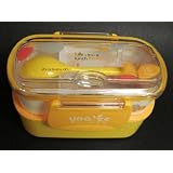 Two Tiered Bento Lunchbox with Spoon, Yellow